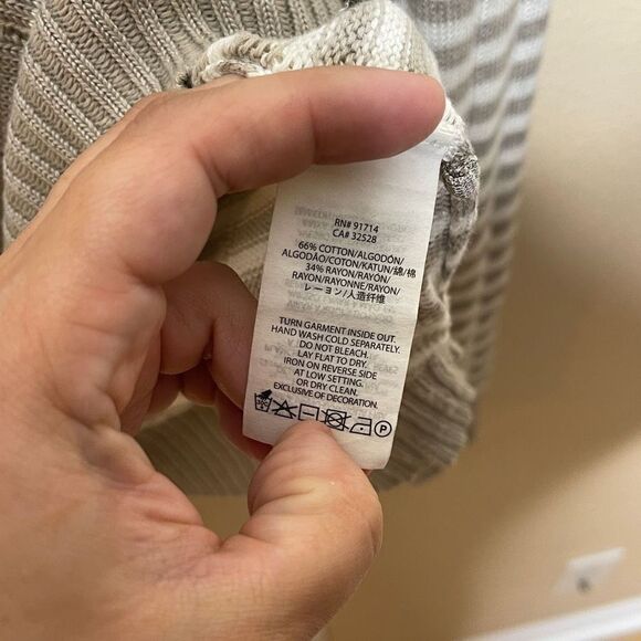 Armani Exchange Sweater Mens Medium Striped V neck Cotton Bland Casual - Picture 4 of 7